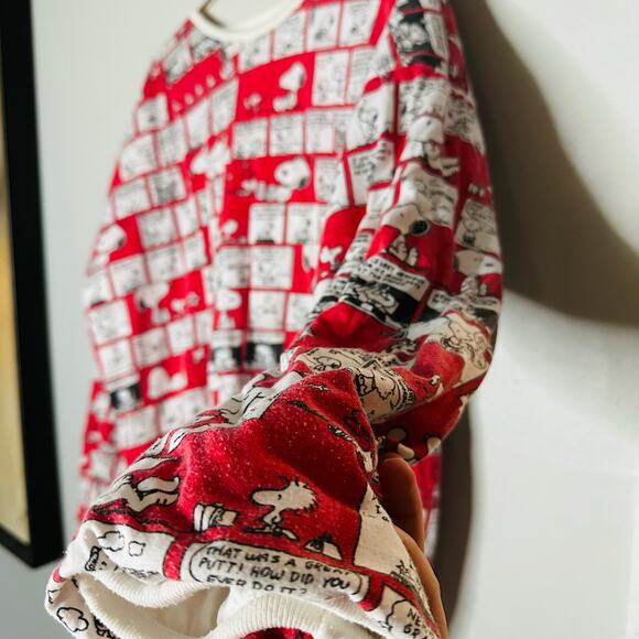 Vintage Red White Striped Double Sided Snoopy Reversible Sweatshirt Size Large - Picture 10 of 11